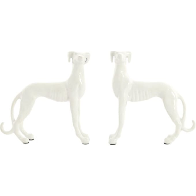 Light & Living - Ornament DOGS - 17x8x18 cm - Wit - Set van 2