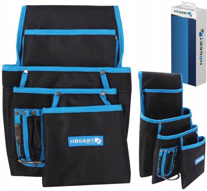 Hoegert gereedschapstas voor aan de riem, 7 vakken, 600D polyester