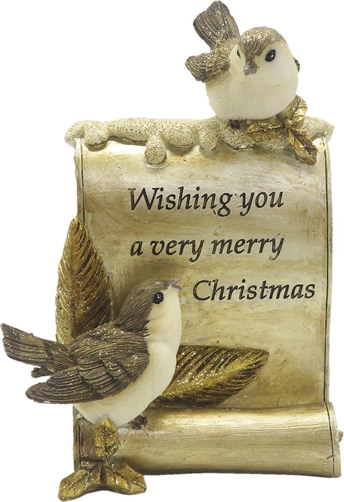 Clayre & Eef Beeld Vogel 15 cm Goudkleurig Bruin Kunststof