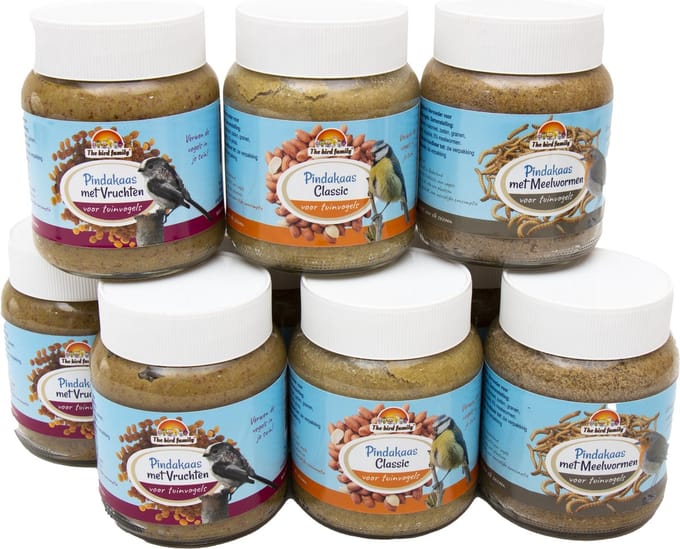 The bird family® - Vogelpindakaas MIX - tuinvogelvoer - 36 x 360 gram