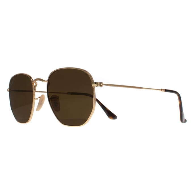 Ray-Ban Zonnebril Hexagonal 3548N 001/57 Goudbruin Gepolariseerd 51mm
