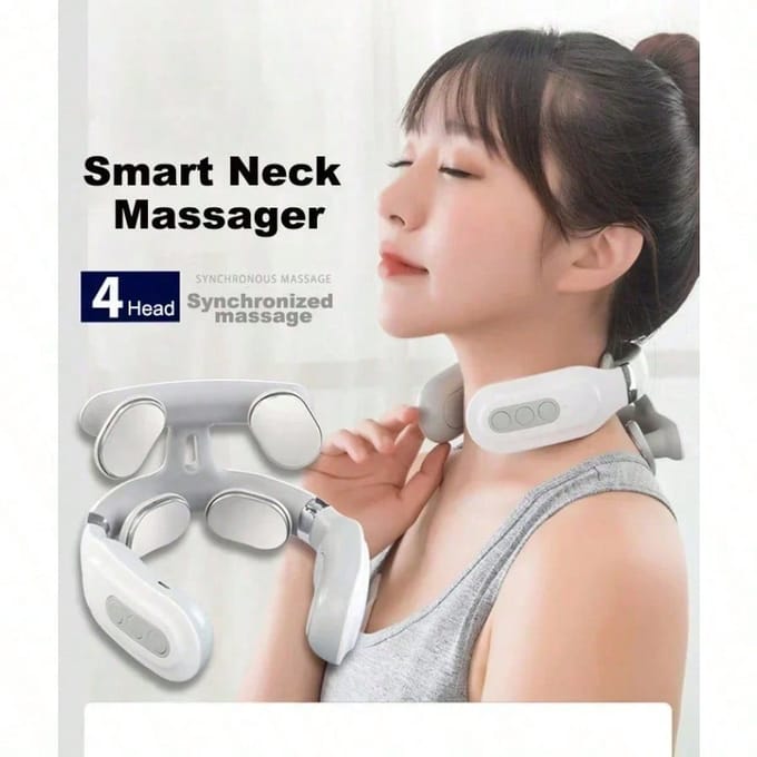 Draagbare Nek Schouder Massager USB Oplaadbare Lithium Batterij Slimme Ontspanning Cadeau voor Mannen Vrouwen wit