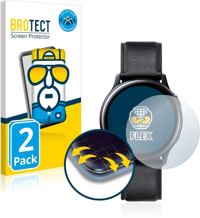 BROTECT - Screenprotector voor Samsung Galaxy Watch Active 2 (40mm) - Folie Beschermfolie transparant volledig dekking - 2 Stuks