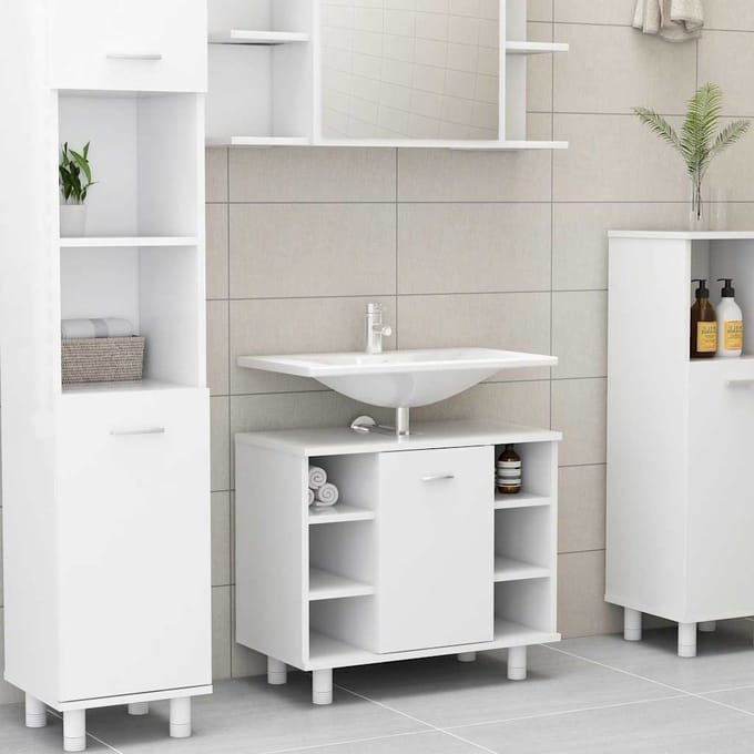 vidaXL - Badkamerkast - 60x32x53,5 - cm - bewerkt - hout - wit