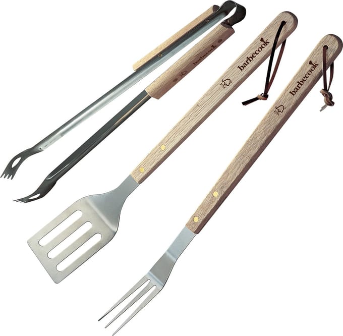 Barbecook BBQ set gereedschap - Met ophanglus - RVS - Hout - 47cm