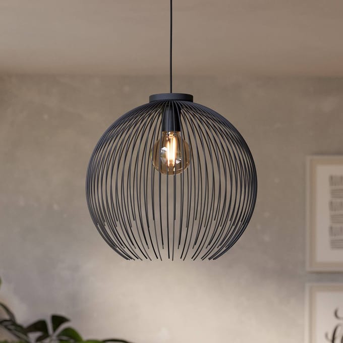 EGLO Hanglamp VENEZUELA, zwart, Ø 40 cm, metaal, E27