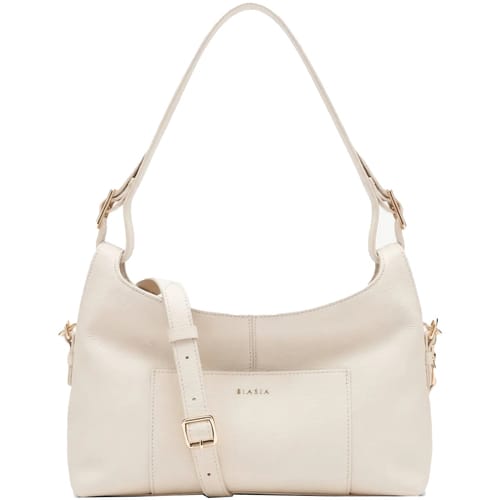 BIASIA Leren schoudertas Pocket Hobo Bag Avorio crème