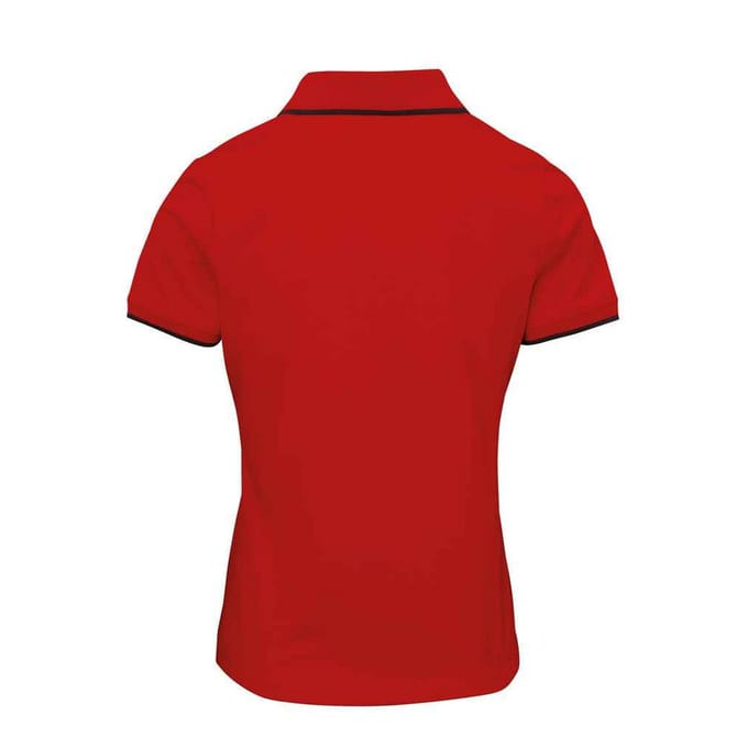 Premier Dames/Dames Coolchecker Contrast Piqué Poloshirt (Rood/zwart)