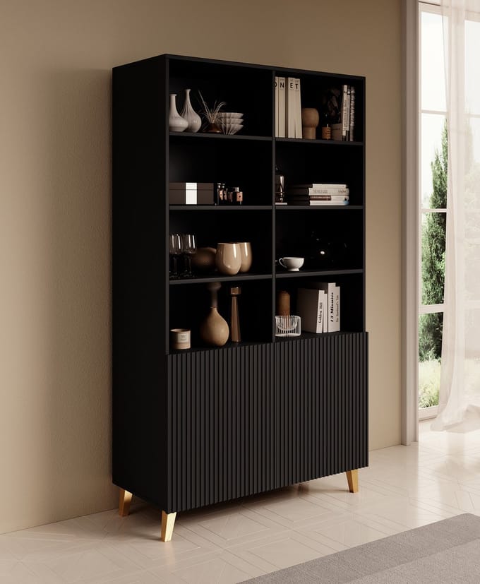 Meubella - Boekenkast Palamos - Mat zwart - 100 cm