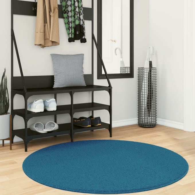 vidaXL - Vloerkleed - OVIEDO - laagpolig - Ø - 120 - cm - turquoise