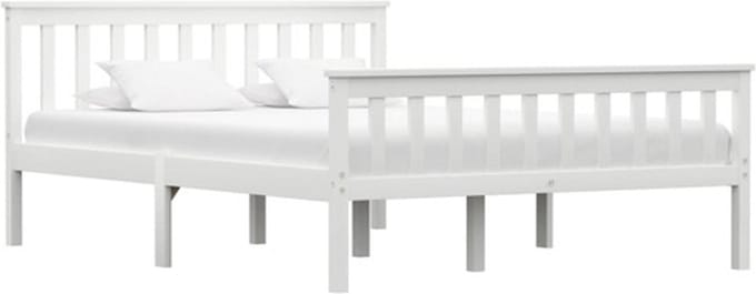 vidaXL - Bedframe - massief - grenenhout - wit - 140x200 - cm