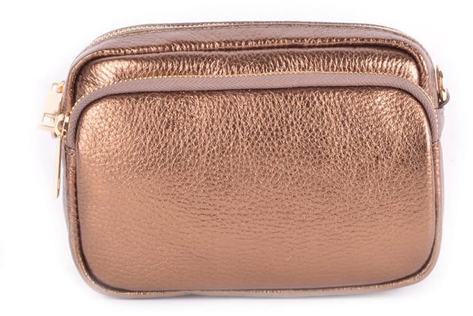 Giuliano lederen schoudertas Clover - Brons - Metallic - Made in Italy