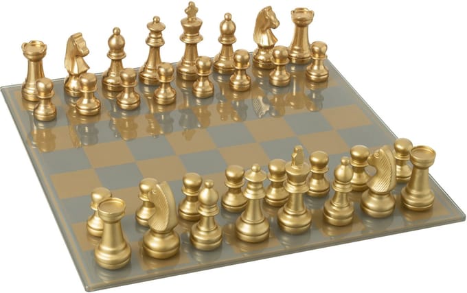 J-Line decoratie Schaakspel Plateau - polyresin - goud