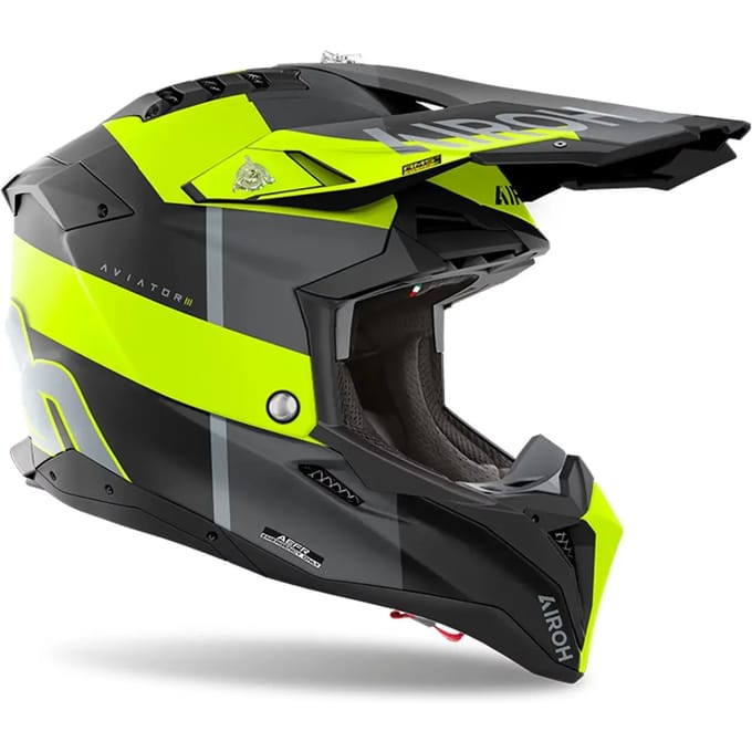 Airoh Helm Aviator 3 AMS² Monarch mat grijs zwart fluo geel