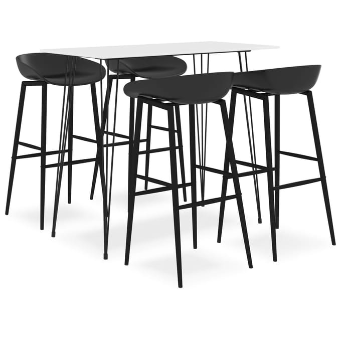 vidaXL - 5-delige - Barset - wit - en - zwart