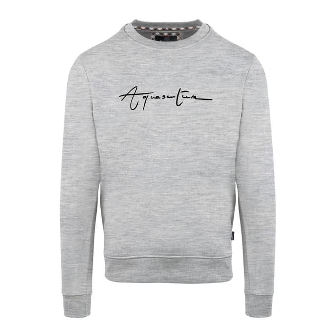 Aquascutum Heren Script Crew Neck Regular Sweatshirt (Grijs)