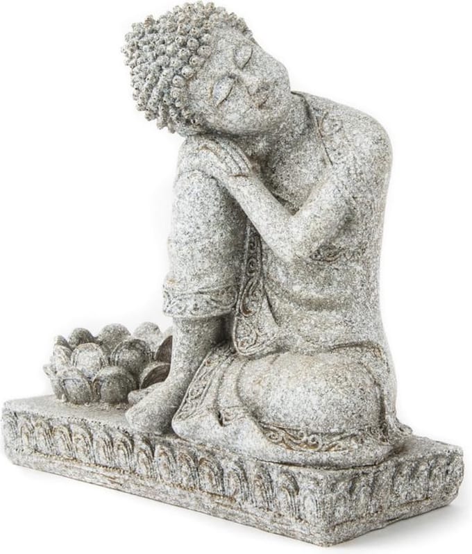 Fine Asianliving Boeddha met kaarshouder Grijs 17.5cm