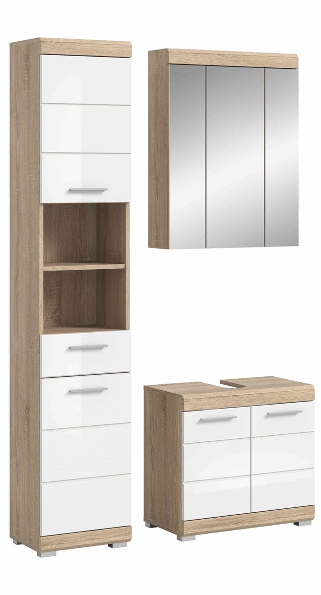 Lambada badkamercombinatie wit hoogglans MDF TZ eiken Sonoma NB - 34x112x191cm