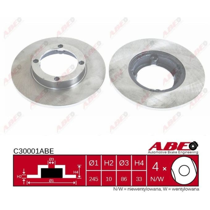 Remschijf ABE C30001 voorkant, compleet, 1 Stuk