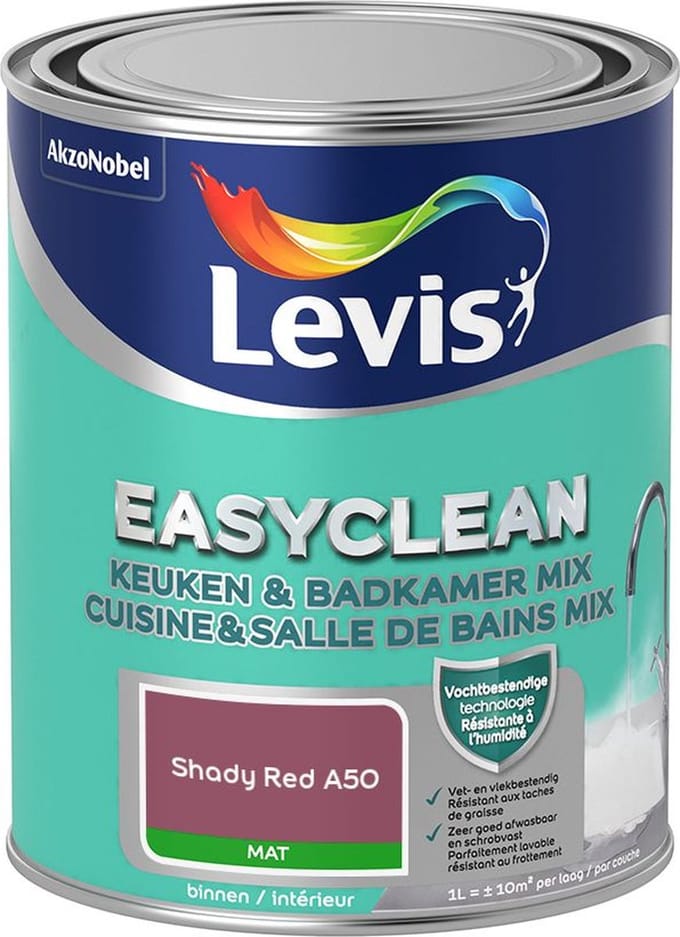 Levis - Easyclean Keuken & Badkamer Mix - Shady Red A50 - Mengverf - 1 L