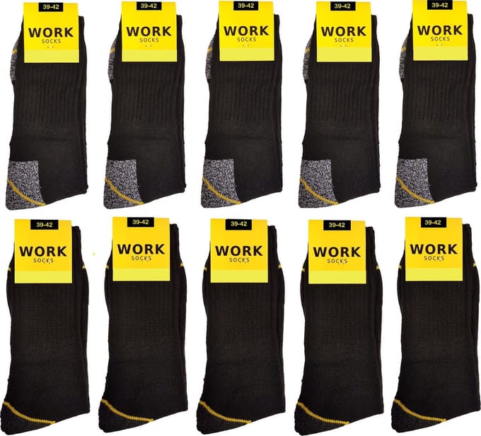 Profi Work© werksokken 10 paar zwart en grijs maat 39/42