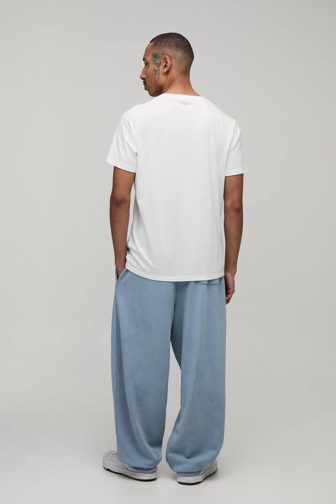 Gewassen Loopback Joggingbroek Met Ballonpasvorm | Washed Blue | Size Small