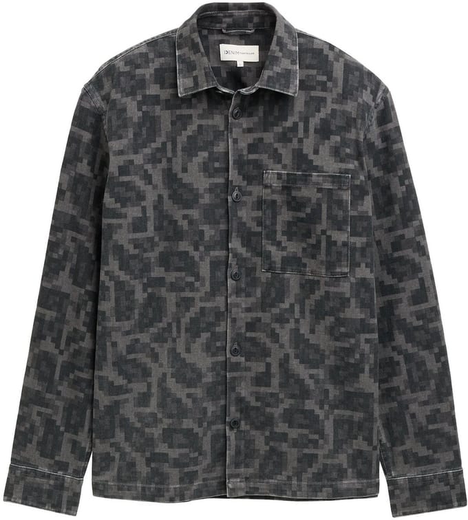 Tom Tailor Denim - Overhemd met borstzak - Maat M - night grey big pixel print