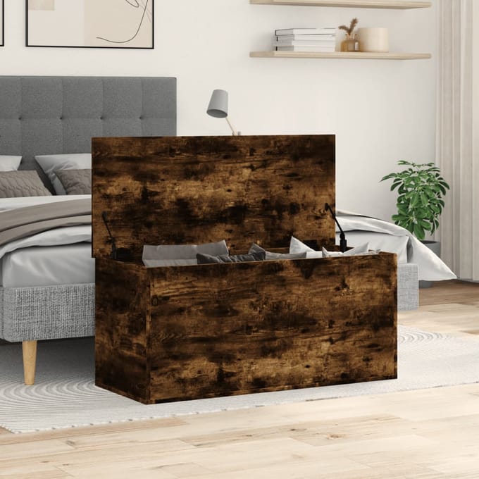 vidaXL - Opbergbox - 100x42x46 - cm - bewerkt - hout - gerookt - eikenkleurig