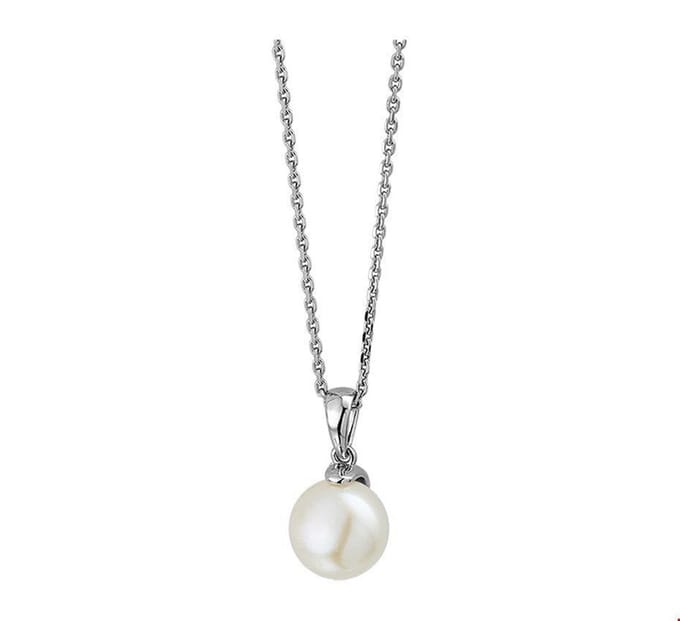 Zilver Gerhodineerde Collier parel 41 + 4 cm 1318365