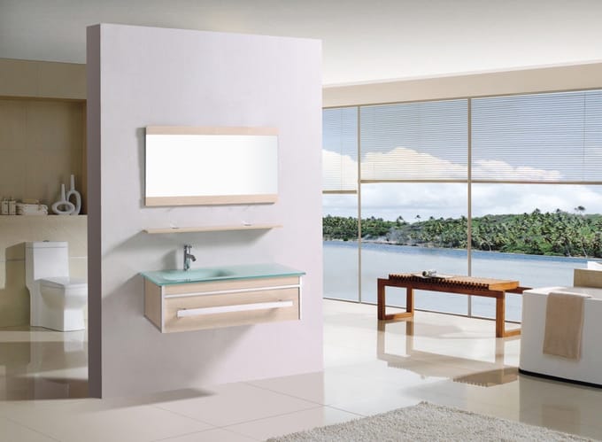 Sanifun Badkamermeubel Cira 1000 – Modern design met glazen wastafel & complete set