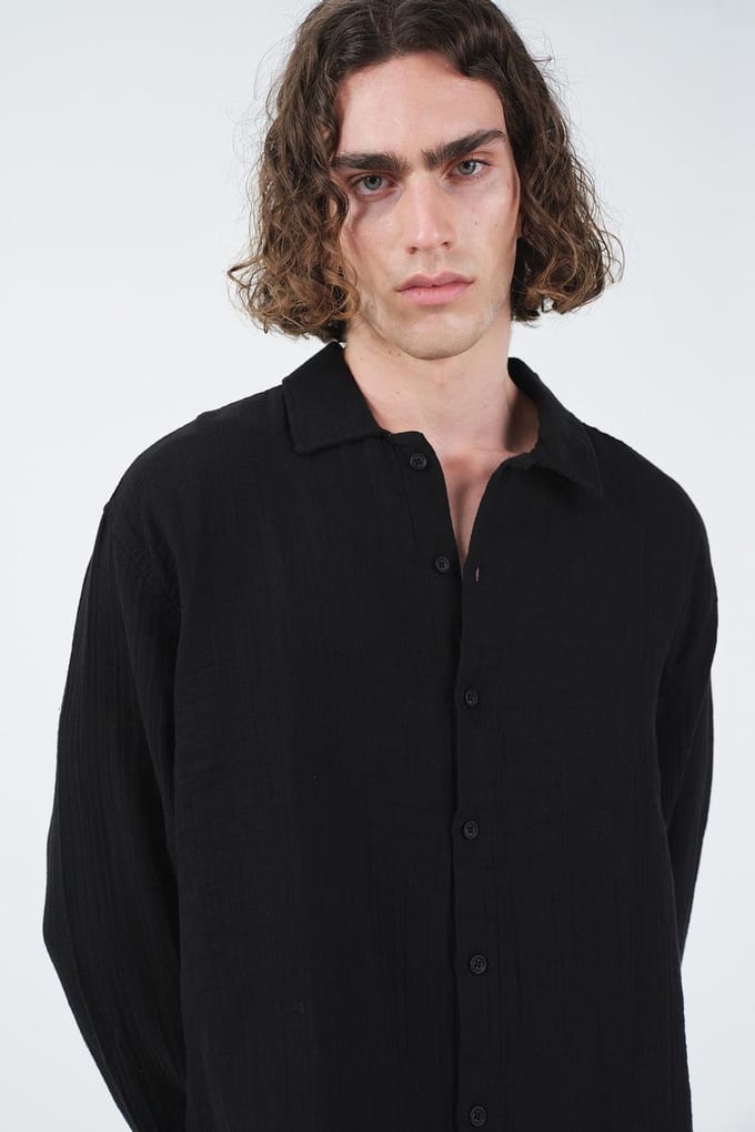 Textuur Longsleeve Overhemd met Knopen