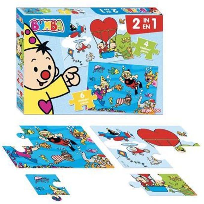 Bumba Puzzel - 2 in 1 puzzel 4/6 stukken - Onder water / In de lucht