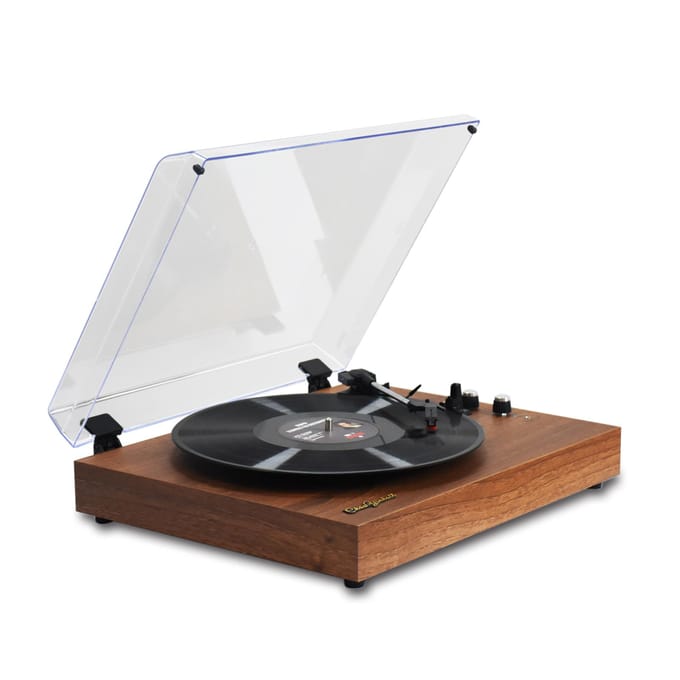 MzeliKing vinylplatenspeler draaitafel houten tafelblad vintage grammofoon compatibel met EU Plug koffie