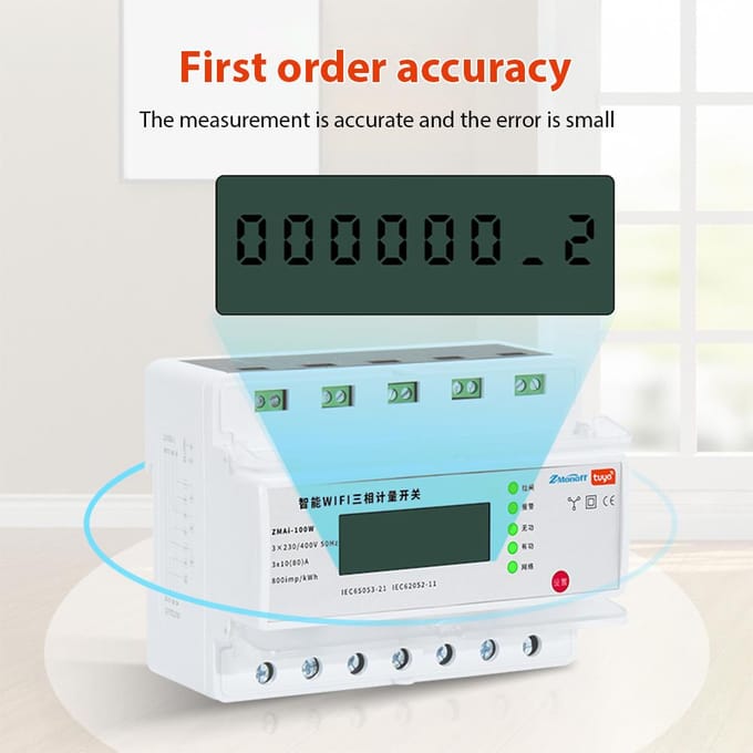 Slimme elektriciteitsmeter WIFI-afstandsbediening Prepaid elektriciteitsmeter Multifunctioneel 3-fase railtype wit