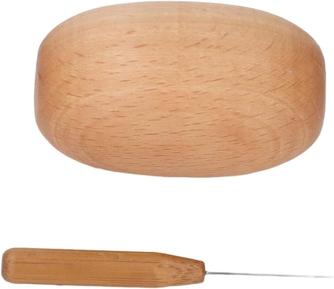 Houten Stopei - Stopbenodigdheid Set - Kleding Repareren - Ergonomisch Ontwerp - 6 cm Ei - Houtkleur