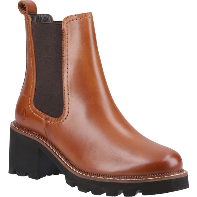 Hush Puppies Gaia Leren Dames Tan Hak Chelsea Boots