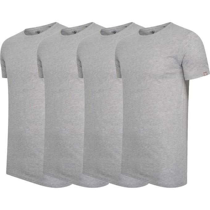Cappuccino Italia - Heren 4-Pack T-shirt - Extra Lang - Grijs - Maat L