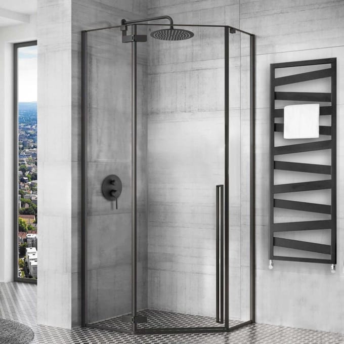 Rea Diamond Black 80X80 - 195 cm - Douchecabine - Vifjhoek - Zwart