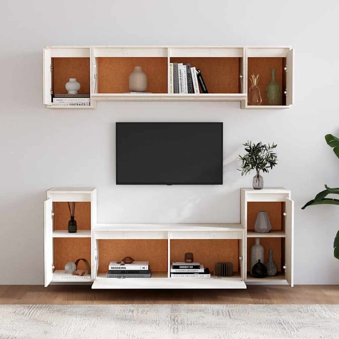 vidaXL - Tv-meubelen - 6 - st - massief - grenenhout - wit