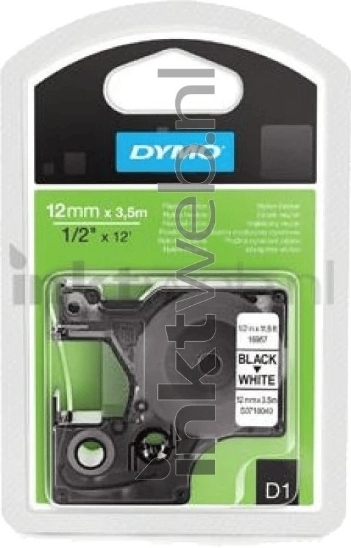 DYMO D1 Flexible Nylon Labels 12mm x 3.5m Roll Zwart Print on Wit Self-Adhesive Labels for LabelManager Label Printers Authentic