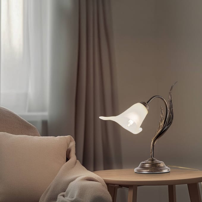ONLI Alga tafellamp, 1-lamp, ijzer, glas, Florentijn