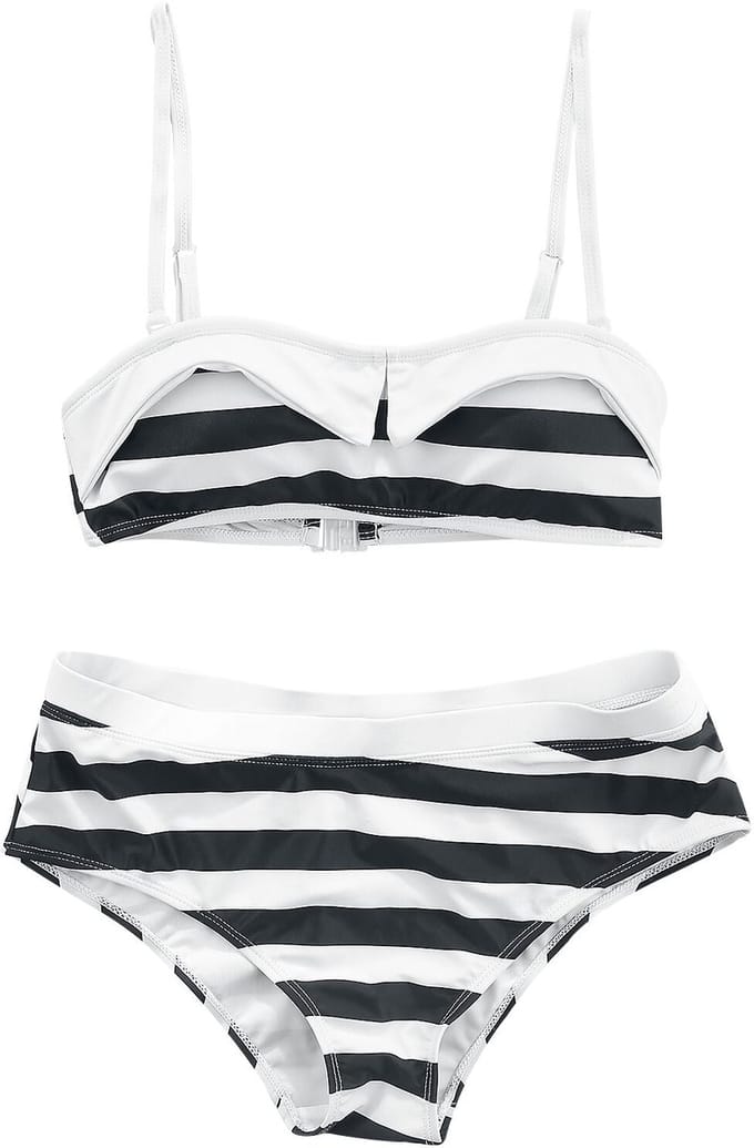 Pussy Deluxe Big Party Stripes Dames Bikini Set - zwart/wit - XS