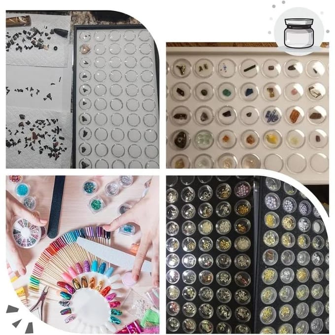 1 Set Vitrine Diamant Edelsteen Opbergdoos Kleine Ronde Plastic Containers Doos Sieraden Organizer Container met Schuim black