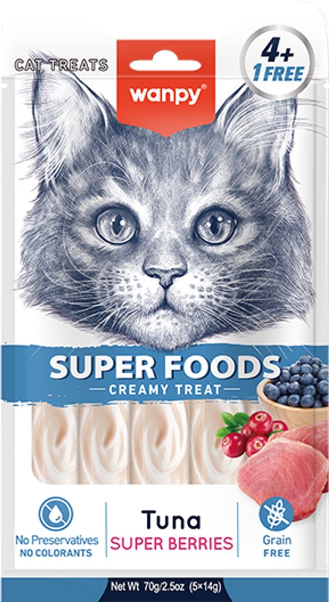 Wanpy - likbare snack - Tonijn & Super Bessen - Superfoods - 3x 5 stuks