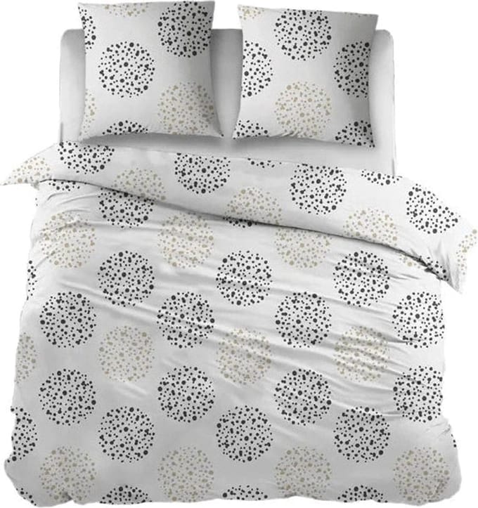 Sleepnight Dekbedovertrek Flanel Gudrun - 140 x 200/220 cm + 1 kussensloop - [Beige,Zwart]
