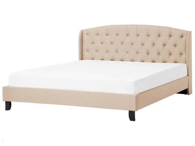BORDEAUX - Tweepersoonsbed - Beige - 180 x 200 cm - Polyester
