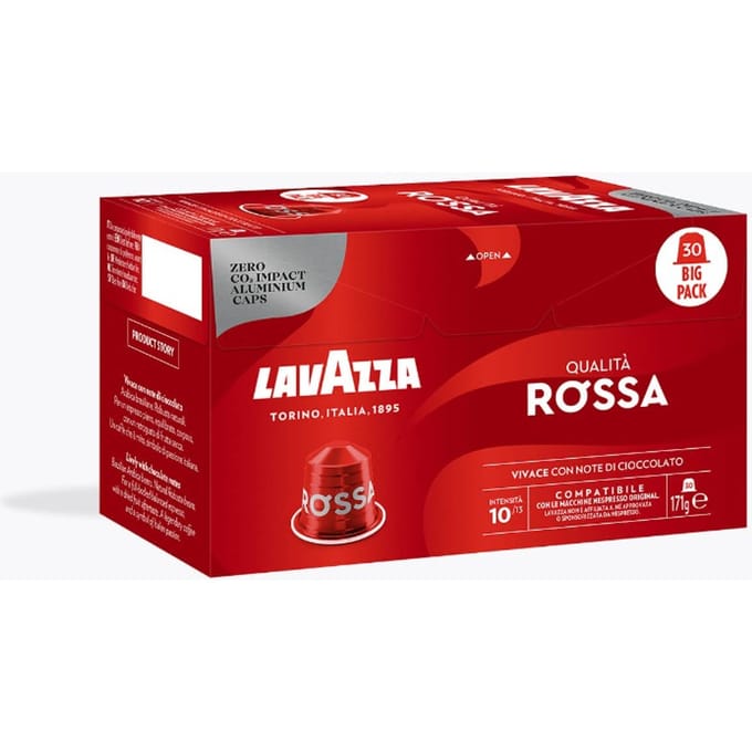 Lavazza Espresso Qualità Rossa 30 capsules voor Nespresso machines | Intense medium branding blend | Zuidoost-Azië, Afrika, Centraal-Amerika, Zuid-Amerika