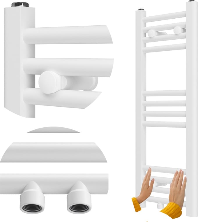 Granitan Badkamerradiator Raven - 80x30cm - Wit - Ladderverwarming - Handdoekradiator
