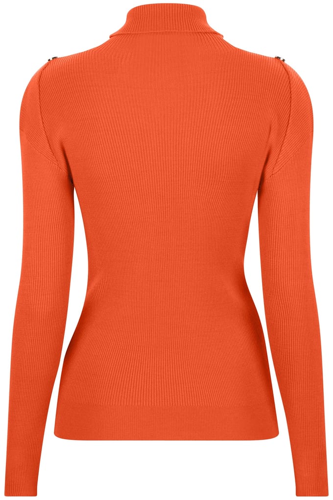 EsQualo Top Rib Slv/lss Buttons Col Orange Taglia: S | Maglioni a maglia Outlet | Donna | Arancione