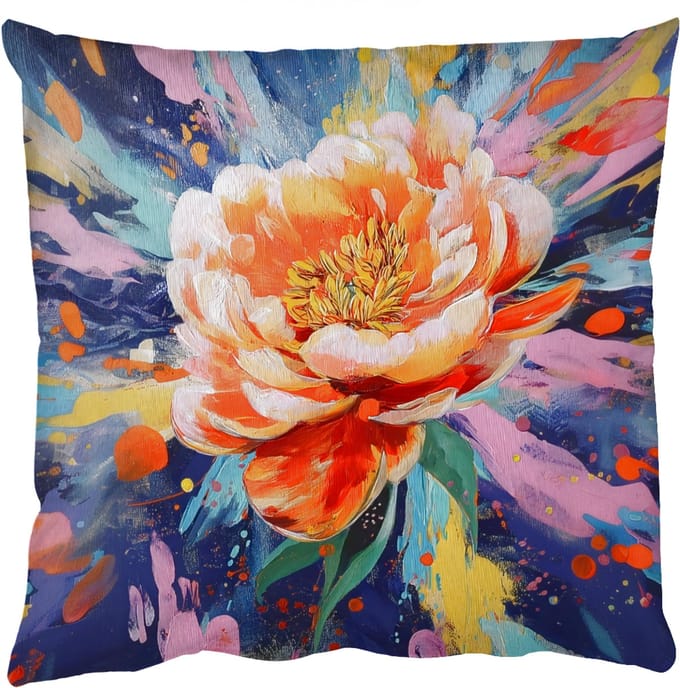 Sierkussens - Kussentjes Woonkamer - 60x60 cm - Bloemexplosie - Felle spatten - Dynamisch